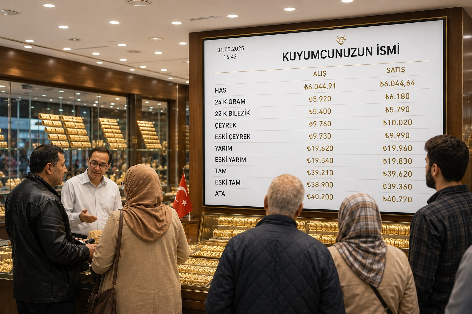 Kuyumcu mağazasında Ceremy dijital fiyat ekranı
